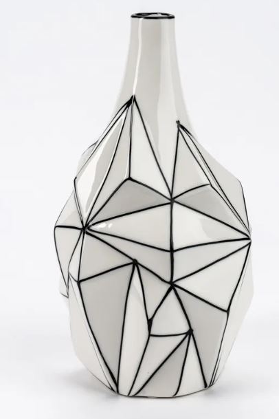 Stylish Black and  White Vase for  House Decoration