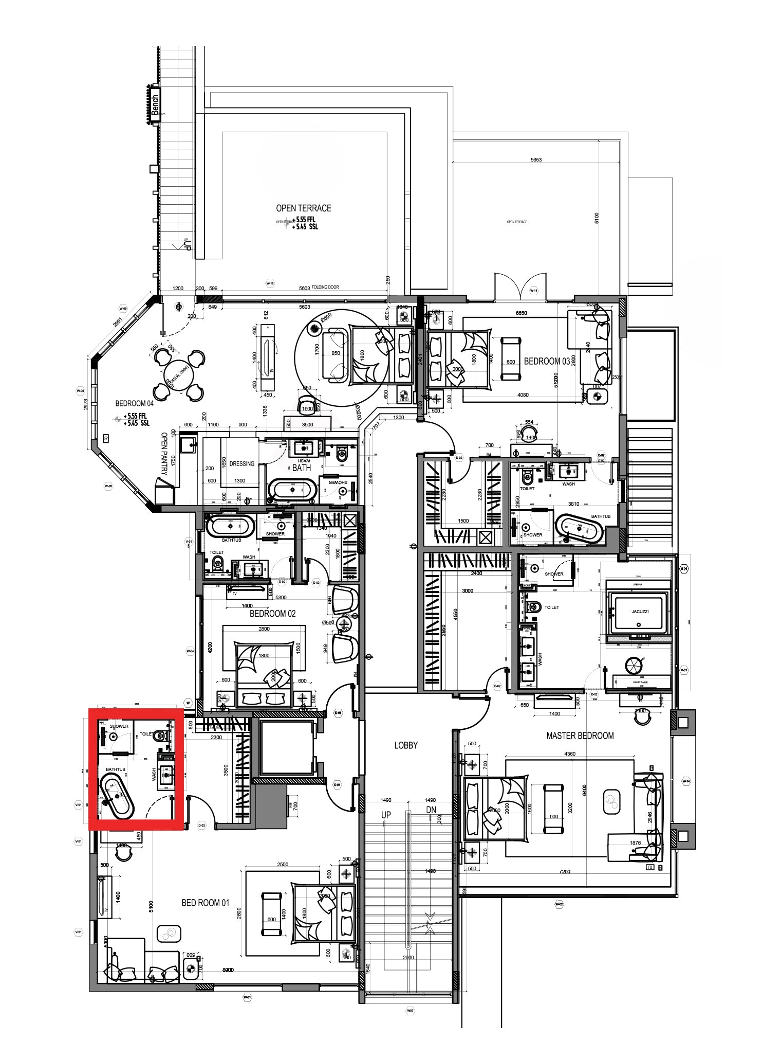 FF BR1 BATHROOM GLASS PARTITION - SINGLE