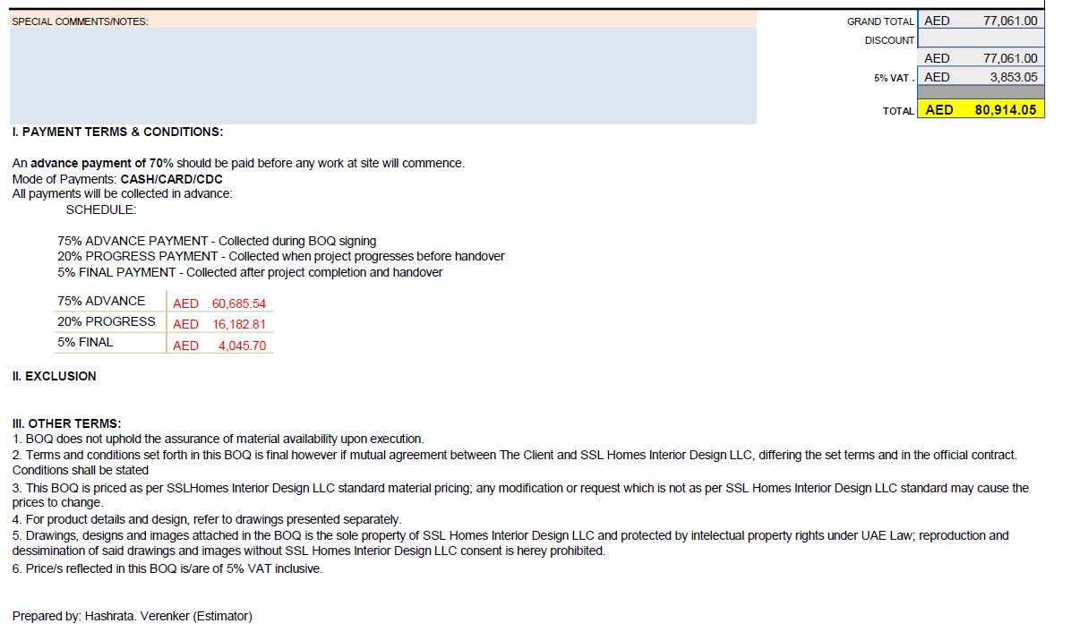 Musallam Ashkanani-1st Payment Quote Ref: SSLHI 2127-JCFR-01
