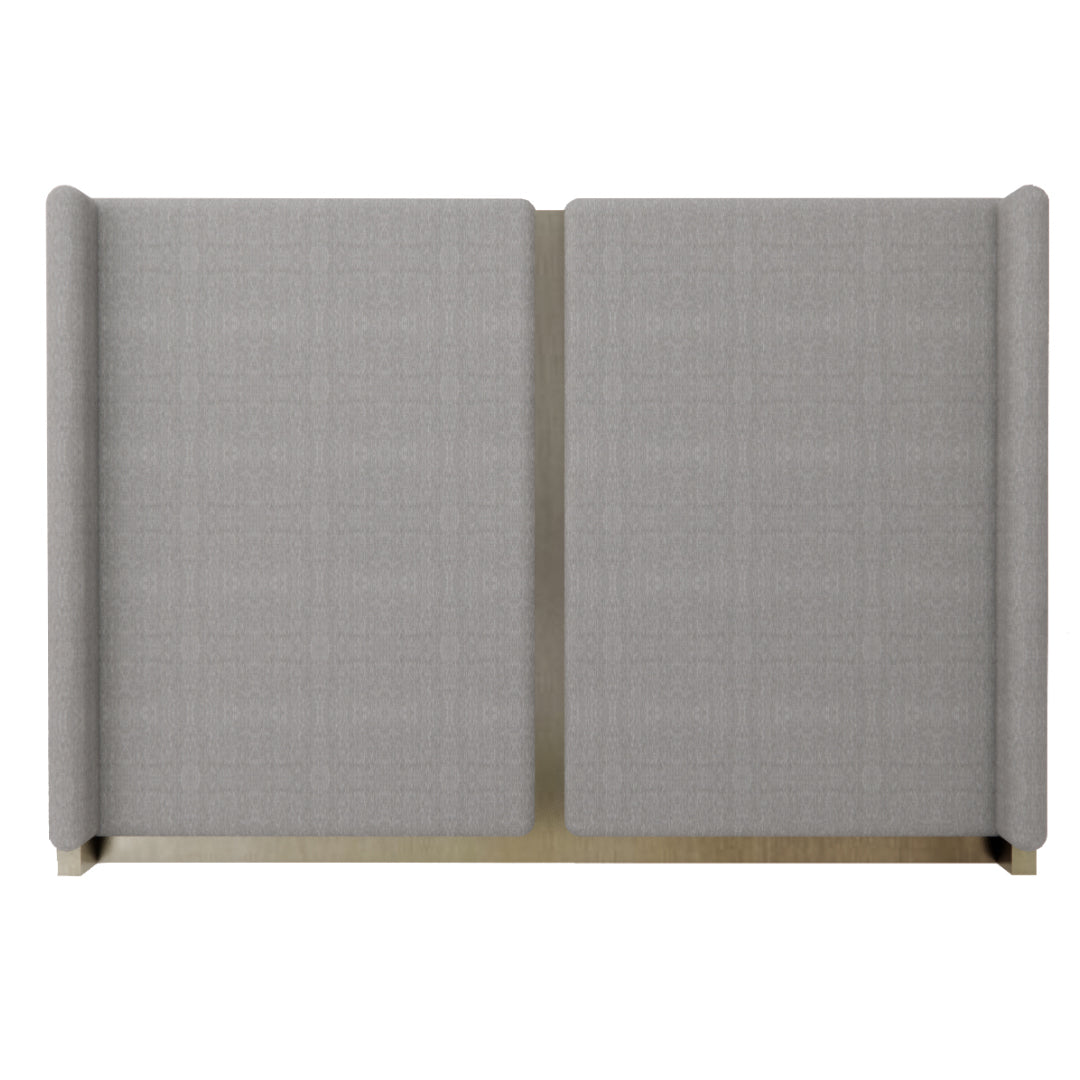 Headboard  - in grey fabric and bronze metal accent