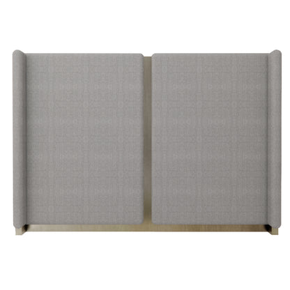 Headboard  - in grey fabric and bronze metal accent