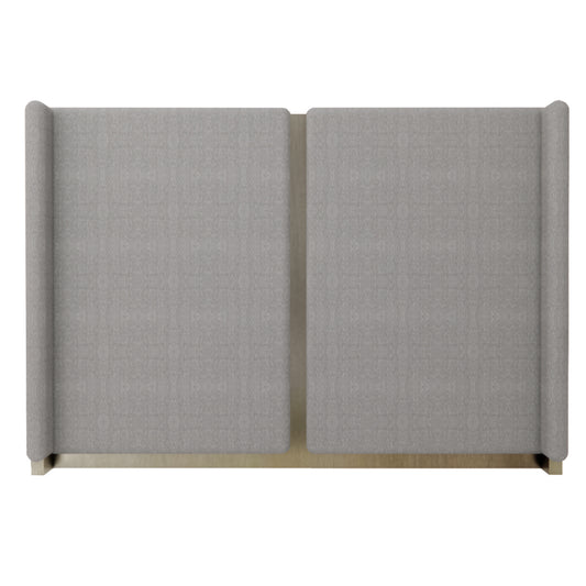 Headboard  - in grey fabric and bronze metal accent