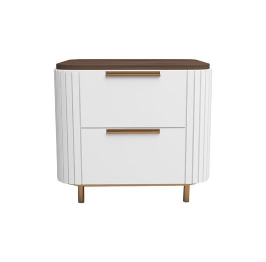 Night Table with two drawers in white paint finish