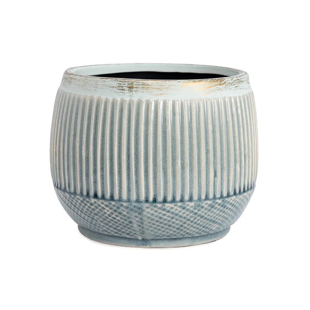 Textured Plant Pot, Light Blue –